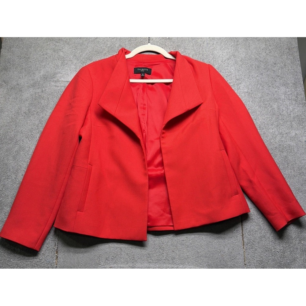 Talbots Womens Red Cropped Blazer Jacket Career Office Classic Size 8 Petite